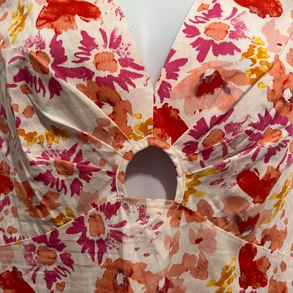 CHLOE + RENE Size Large Sun Dress Maxi Cutout Short Sleeve Floral Multi - NEW - Picture 5 of 16